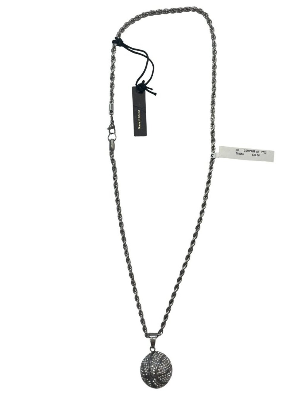 Anthony Jacobs Basketball Pendant & 18" Chain Stainless Steel NWT